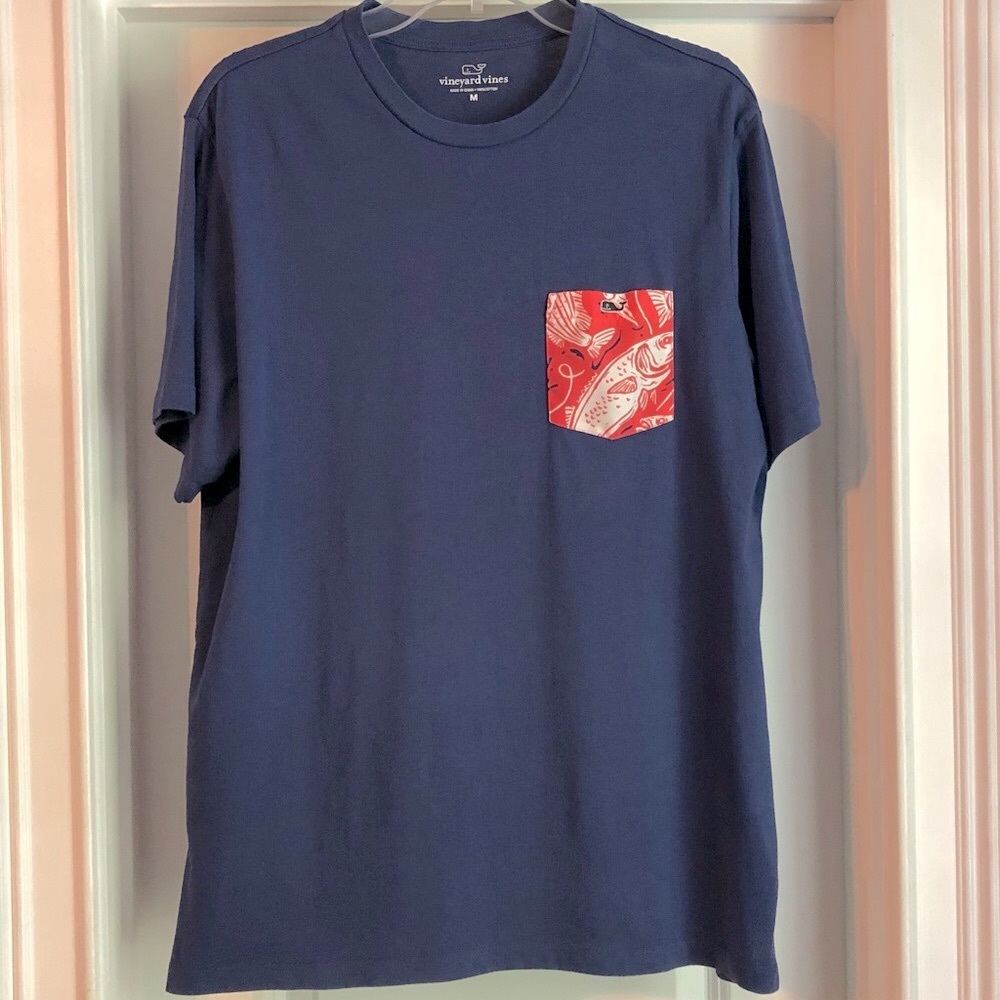 Vineyard Vines Men’s Logo Pocket Tee Size M Blue